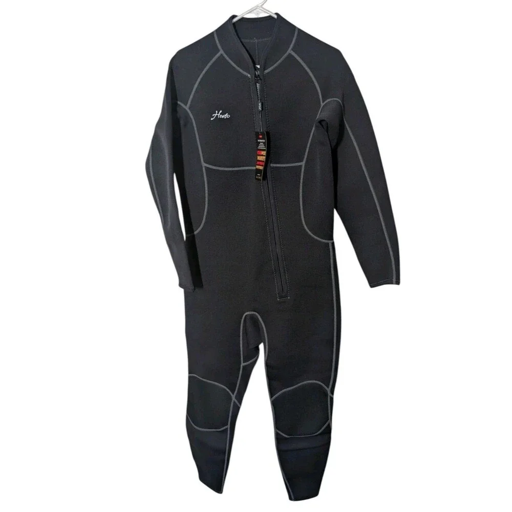 Hevto Wetsuit Mens XL Black Full Body 3/2 mm Neoprene Scuba Diving Surfing NWT